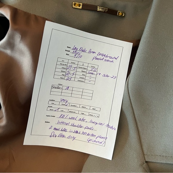 Vintage SHIFF light khaki green long pleated back 100% virgin wool trench coat - Picture 12 of 12